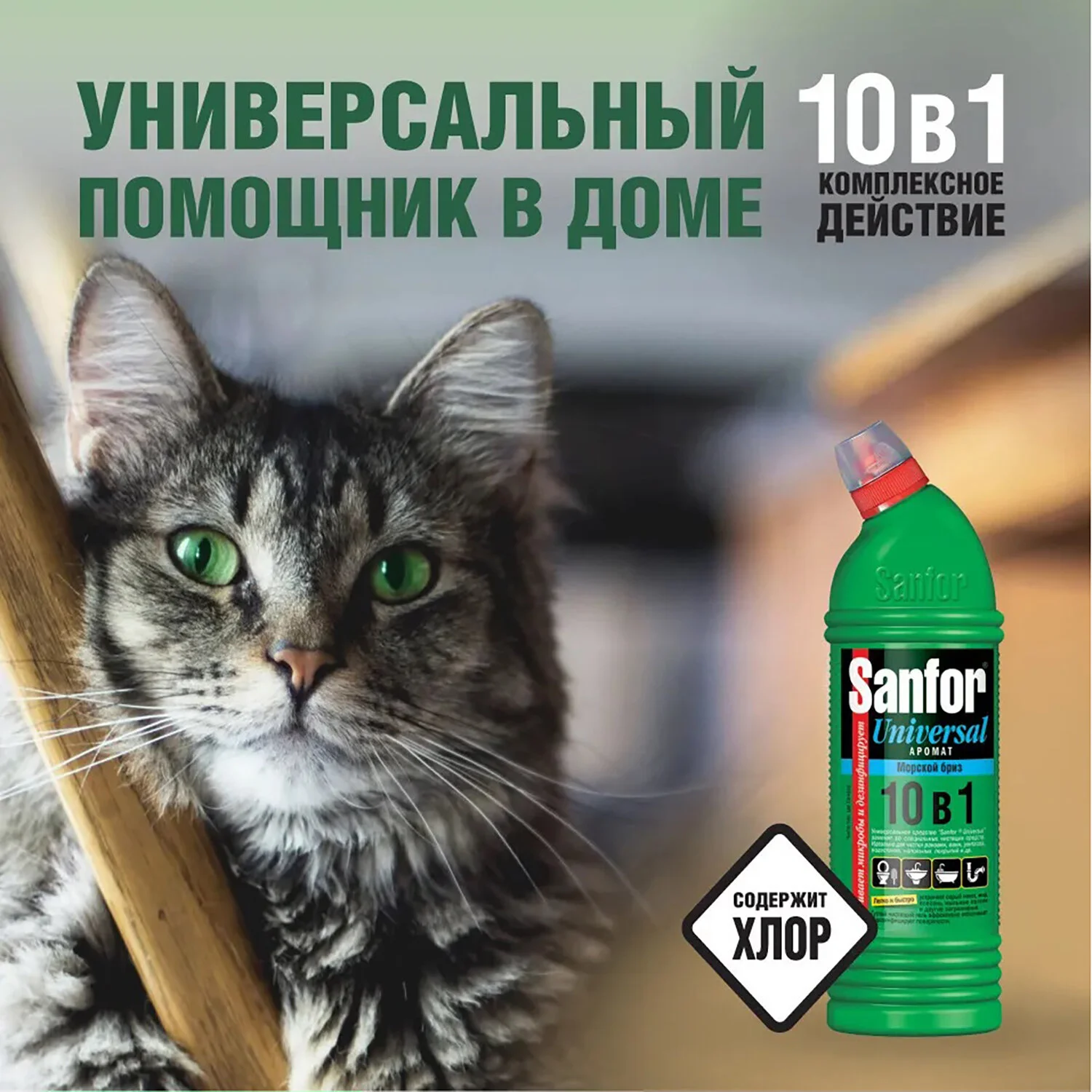 Средство для сантехники Sanfor универсальное, Морской бриз, 750 г